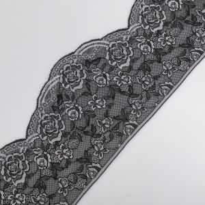 Elastīgas mežģīnes D33 / Melns-Pelēks16cm