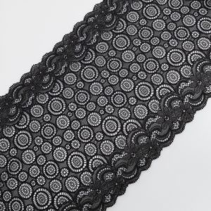 Elastīgas mežģīnes D43 / Melns 21 cm