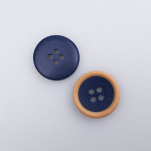 Vienkārša poga ar krāsainu apmali 20 mm / 19 Tumši zils