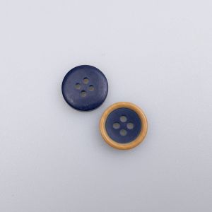 Vienkārša poga ar krāsainu apmali 15 mm / 19 Tumši zils