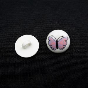 Poga ar kājiņu 15 mm / Rozā tauriņš