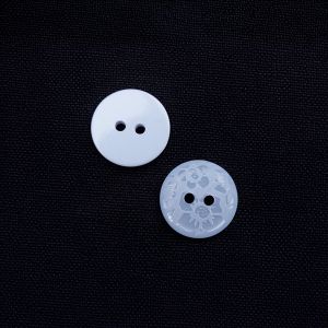 Vienkārša poga ar ziedu rakstus 15 mm / 22 Gaiši zils
