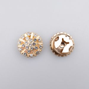Krekla pogas pārsegs ar strasiem 20 mm / 1406 Zelta