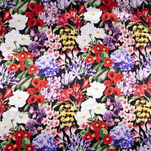 Viskozes satīns ar digitālo apdruku Flowers