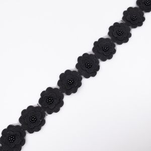 Ziedu lente ar pērlēm 40 mm / Melns