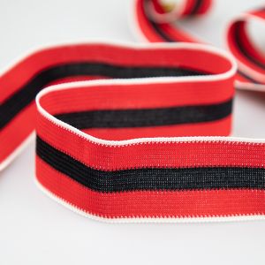 Декоративная лента 32 мм / Красный-Черный