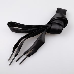 Атласные шнурки для обуви 20 мм, 130 см / Черный 332