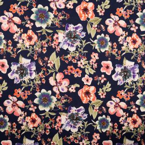 Пестрая хлопковая ткань с эластином / Черный