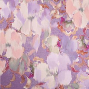Вискозный сатин French flowers / 820 Зеленaя-Фиолетовaя