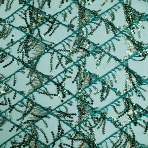 Сетчатое кружево с бахромой из пайеток / 5 Зеленый
